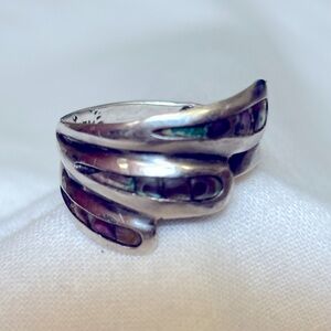Vintage 90s Sterling Silver Mother of Pearl Ring